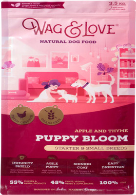 

Wag & Love Natural Dry Dog Food, Puppy Bloom For Small & Medium Breed Puppy Chicken, Fruit, Meat 3.5 kg Dry Dog Food(Pack of 2)