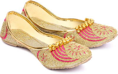 

Feet Essentials Jutis For Women(Gold, Pink