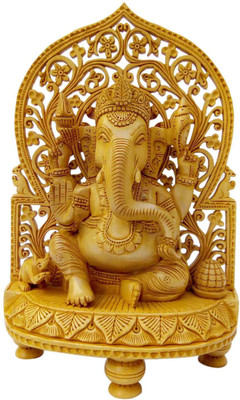 

Ganesh Back Jali mk113 Decorative Showpiece - 20 cm(Wooden, Orange)