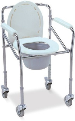 

IGR Commode Chair Folding SS with Wheel (Super Deluxe) Lumbar Support (Free Size, White)