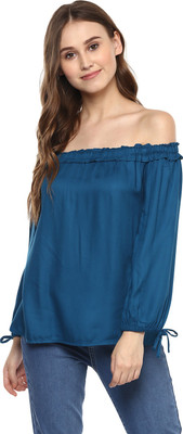 HARPA Casual Full Sleeve Solid Women Light Green Top