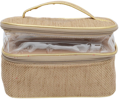 

Bagaholics 2 Zip Pockets Multifunction Beauty Travel Multipurpose Cosmetic Bag Organizer Case Makeup Make up Wash Pouch Toiletry Bag Travel Toiletry Kit(Gold)