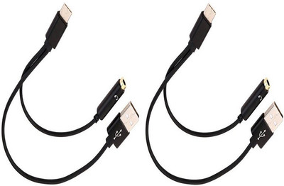 

Oxza SET OF 2 Type-C Male to 3.5mm Female Jack Earphone AUDIO AND CHARGE CABLE Headphone USB Adapter(Black)