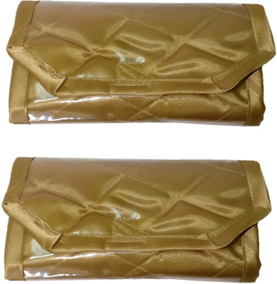 

Addyz Pack of 2 Pieces Bindi Organizer Satin 12 Pockets Travel Kit Forehead Tilak Jewellery Vanity Box(Gold)