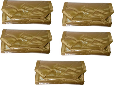 

Addyz Pack of 5 Pieces Bindi Organizer Satin 12 Pockets Travel Kit Forehead Tilak Jewellery Vanity Box(Gold)