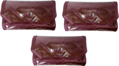

Addyz Pack of 3 Pieces Bindi Organizer Satin 12 Pockets Travel Kit Forehead Tilak Jewellery Vanity Box(Pink)