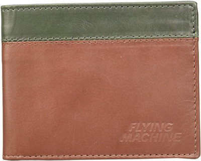 

Flying Machine Men Brown, Green Genuine Leather Wallet(8 Card Slots), Tan green