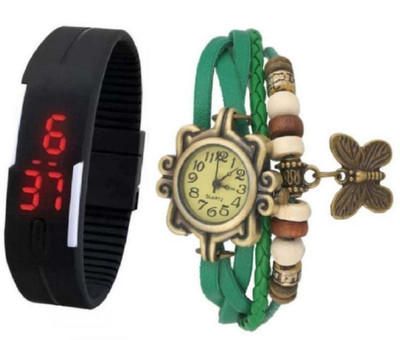 

PMAX LED BLACK AND BUTTERFLY STUDENT GREEN NEW STYLISH FOR Watch - For Boys & Girls