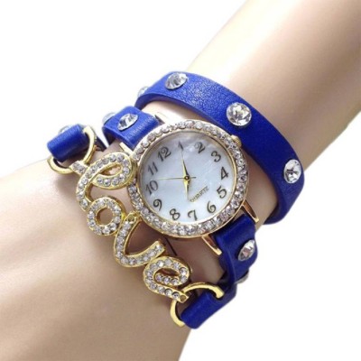 

OpenDeal Stylish Blue Love Leather Belt Gift Watch For Girls & Women Watch - For Girls