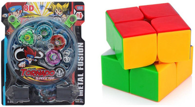 

Civil 2x2 Magic Smooth Cube With 4 Pcs Stadium Beyblade-Combo(Pack of two)(Multicolor)