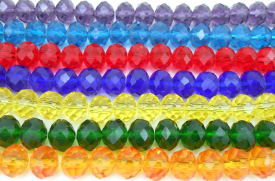 

jaz Jaz's Combo of 7 popular Colour Crystal Beads Faceted Crystal Rondelle Loose Spacer Beads Jewelry Findings Dia.-10mm,Thickness-8mm, 70 pcs 10 each Colour