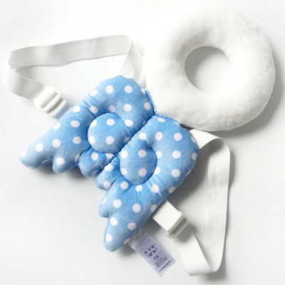 

Foara Baby Toddler Adjustable Cotton Head and Shoulder Protection Drop Resistance Cushion Pad (Prevents Head Injuries) Suitable for Age 4-18 Months(White and Light Blue)