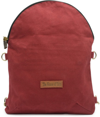 

The House of Tara Coated Canvas Crossbody Bag 4 L Backpack(Maroon), Red