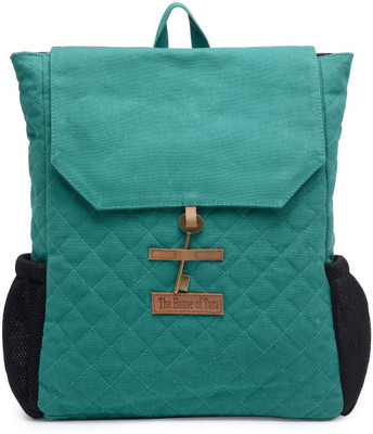 

The House of Tara Quilted Coated Canvas 15 L Laptop Backpack(Green)