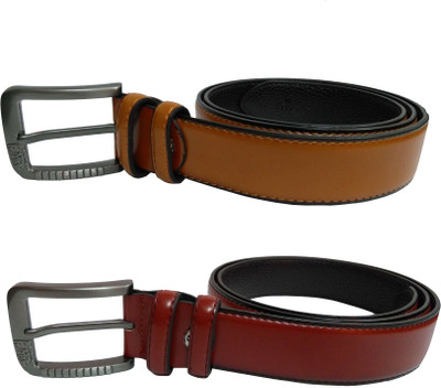 

Design Villa Men Casual Tan, Maroon Artificial Leather Belt, Maroon;tan