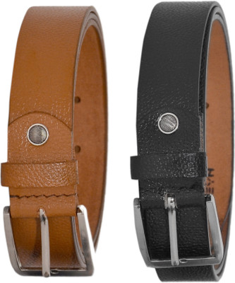 

HyEnd Men Formal, Casual, Evening, Party Black, Tan Genuine Leather Belt, Coal;tan