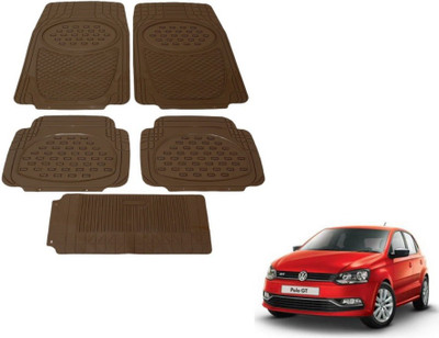 MOCKHE Rubber, Plastic Standard Mat For  Volkswagen Polo GT(Brown)