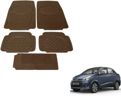 MOCKHE Rubber, Plastic Standard Mat For  Hyundai Xcent(Brown)