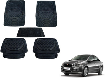 MOCKHE Rubber, Plastic Standard Mat For  Fiat Linea(Black)