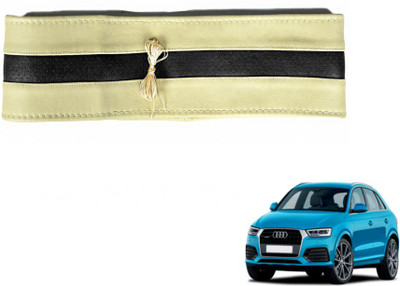 MOCKHE Hand Stiched Steering Cover For Audi Q3(Beige, Black, Leatherite)