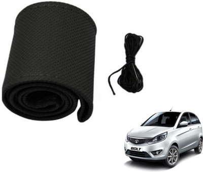 MOCKHE Hand Stiched Steering Cover For Tata Bolt(Black, Leatherite)