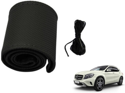 MOCKHE Hand Stiched Steering Cover For Mercedes Benz GLA-Class(Black, Leatherite)