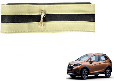 MOCKHE Hand Stiched Steering Cover For Honda NA(Beige, Black, Leatherite)
