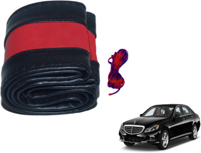MOCKHE Hand Stiched Steering Cover For Mercedes Benz E-Class(Black, Red, Leatherite)