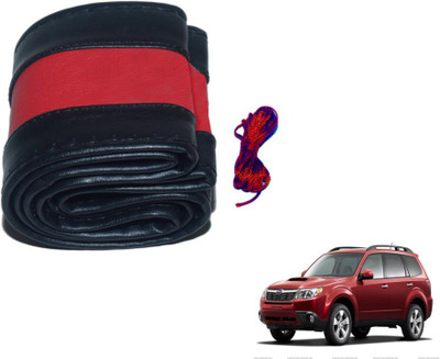 MOCKHE Hand Stiched Steering Cover For Chevrolet Forester(Black, Red, Leatherite)