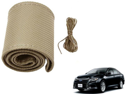 MOCKHE Hand Stiched Steering Cover For Toyota Camry(Beige, Leatherite)