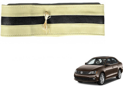 MOCKHE Hand Stiched Steering Cover For Volkswagen Jetta(Beige, Black, Leatherite)