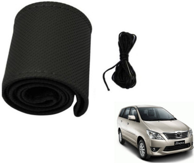 MOCKHE Hand Stiched Steering Cover For Toyota Innova(Black, Leatherite)