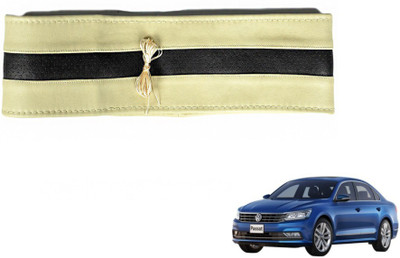 MOCKHE Hand Stiched Steering Cover For Volkswagen Passat(Beige, Black, Leatherite)