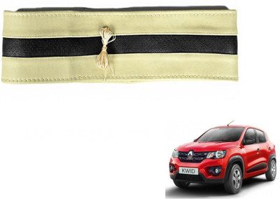 MOCKHE Hand Stiched Steering Cover For Renault Kwid(Beige, Black, Leatherite)