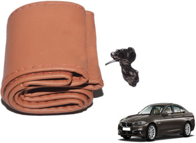 MOCKHE Hand Stiched Steering Cover For BMW 5 Series(Tan, Leatherite)