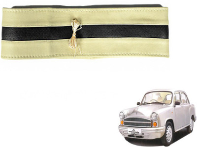 MOCKHE Hand Stiched Steering Cover For HM Ambassador(Beige, Black, Leatherite)