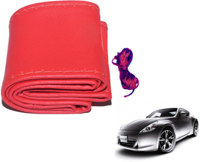 MOCKHE Hand Stiched Steering Cover For Nissan 370z(Red, Leatherite)