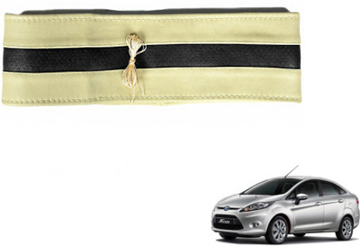 MOCKHE Hand Stiched Steering Cover For Ford New Fiesta(Beige, Black, Leatherite)