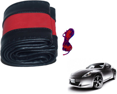 MOCKHE Hand Stiched Steering Cover For Nissan 370z(Black, Red, Leatherite)