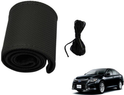 MOCKHE Hand Stiched Steering Cover For Toyota Camry(Black, Leatherite)