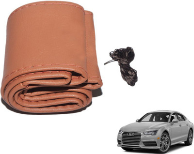 MOCKHE Hand Stiched Steering Cover For Audi A7(Tan, Leatherite)