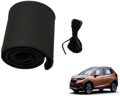 MOCKHE Hand Stiched Steering Cover For Honda NA(Black, Leatherite)