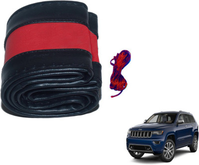 MOCKHE Hand Stiched Steering Cover For Universal For Car NA(Black, Red, Leatherite)