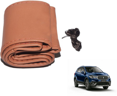 MOCKHE Hand Stiched Steering Cover For Maruti S-Cross(Tan, Leatherite)