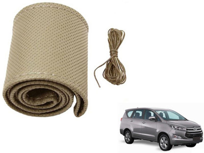 MOCKHE Hand Stiched Steering Cover For Toyota Innova(Beige, Leatherite)
