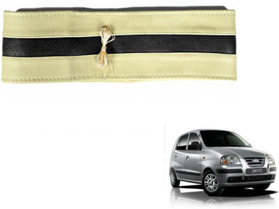 MOCKHE Hand Stiched Steering Cover For Hyundai Santro(Beige, Black, Leatherite)