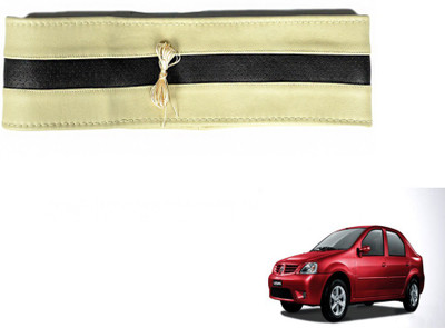 MOCKHE Hand Stiched Steering Cover For Mahindra Logan(Beige, Black, Leatherite)