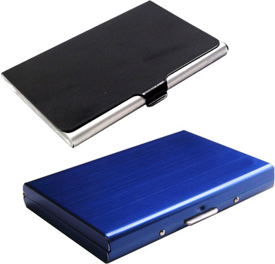 

Stealodeal Full Blue Metal Limited Edition With Black Stainless Steel 6 Card Holder(Set of 2, Black, Blue)