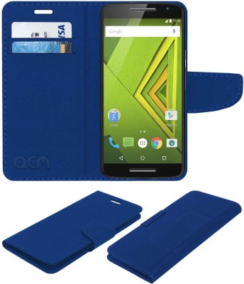 ACM Flip Cover for Motorola Moto X Play Xt1562(Blue, Cases with Holder, Pack of: 1)
