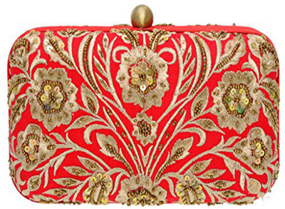 

Fabric and Lace Party Red Clutch
